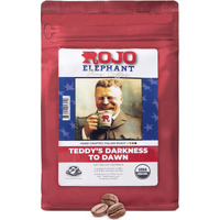 Rojo Elephant Teddy's Darkness To Dawn Handcrafted Italian Roast Ground Coffee, Made From 100% Arabica Beans, Premium, Smooth, Rich Flavor, Usda Organic, 11 0Z Pack