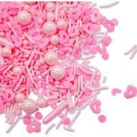Lebery Valentine's Day Sprinkles Pink Sprinkles Edible Heart Shaped Sprinkle Pink Jimmies Pink Pearl Sprinkles Mixed Valentine Sprinkles For Cake Decorating Cookie Ice Cream Donut - 3 Oz
