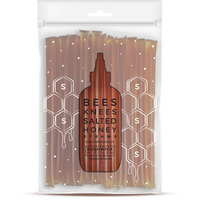 Bees Knees Salted Honey Sticks, 50 Sticks, 1 Tsp Each, Wildflower Honey Straws Blended With Sea Salt, Honey Sticks For Tea, Cooking, Foodie Gifts, Unique Gift Ideas