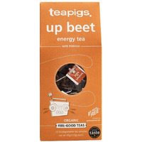 Teapigs Up Beet Energy Tea Bags, 15 Count, Hibiscus, Fruit And Beet Root For Natural Energy Lift, Caffeinated
