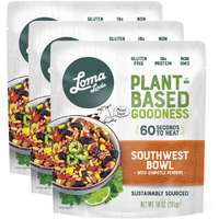 Loma Linda - Plant-Based Complete Meal Solution Packets (Southwest Chipotle Bowl (10 Oz.), 3 Pack)