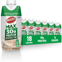 Boost Max Protein Shakes Ready To Drink - 30G High Protein Shake - Vanilla | Nutritional Drinks To Support Muscle Recovery After Exercise, 26 Vitamins & Minerals, 1G Sugar, 11 Fl Oz (Pack Of 18)