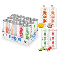 Ardor Energy Sparkling Water Tropical Variety 12 Pack With 100Mg Organic Caffeine From Green Tea & 200Mg Organic L-Theanine (Focus & Calm). No Sugar. No Calories. Vegan. Gluten Free.