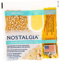 Nostalgia Movie Theater Style Popcorn Packets For Popcorn Machine, All-In-One Popcorn Kernels, Coconut Oil, Seasoning Salt Packs, 4Oz Packs, 24 Count