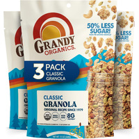 Grandy Organics Classic Granola, Certified Organic Granola Cereal, Low Sugar - Made With Oats, Pumpkin Seeds, Walnuts And Cashews, 12Oz Bags, Bulk Pack Of 3