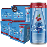 Clearly Canadian Wild Cherry Sparkling Spring Water Beverage, Natural & Carbonated, Flavored Seltzer Water, 1 Case (24 Cans X 12 Fl Oz)