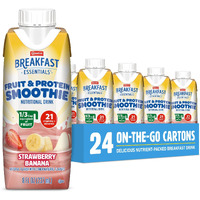 Carnation Breakfast Essentials Fruit And Protein Smoothie Nutritional Drink, Strawberry Banana, 24 - 8 Fl Oz Cartons