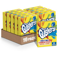 Gushers Fruit Flavored Snacks, Tropical, Gluten Free, 0.8 Oz, 6 Ct (Pack Of 10)
