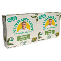 Newman's Own Organic Green Tea With 100 Individually Wrapped Tea Bags Per Box (Pack Of 2) Usda Certified Contains Caffeine Brew Hot