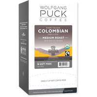 Wolfgang Puck Coffee Soft Pods, Colombian, Organic Fair Trade, 18 Count (Pack Of 6)