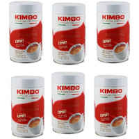 6 Cans Of Kimbo Antica Tradizione Espresso Ground Coffee /250G