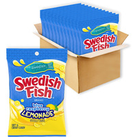 Swedish Fish Blue Raspberry Lemonade Soft & Chewy Candy, Bulk Candy, 12-8.04 Oz Bags