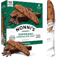 Nonni's Espresso Chocolate Chip Biscotti Cookies - Espresso Chocolate Chip Cookies - Biscotti Italian Cookies W/Dark Chocolate - Italian Biscotti Individually Wrapped Cookies - Kosher - 6.88 Oz
