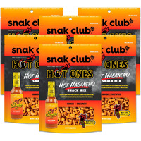 Snak Club X Hot Ones Hot Habanero Snack Mix, Spicy Snacks With Peanuts, Pretzels, Sesame Sticks, Toasted Corn & Cashews, Inspired By Hot Ones Hot Sauce, 10 Oz Resealable Bag (6 Count)