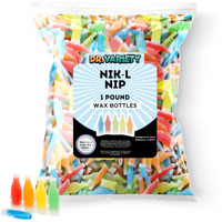 Nik L Nips Wax Bottle Candy Drinks, 1Lb Bulk Candy - Nostalgic 90S Candy - Soda Bottle Nips Wax Candy - By Dr. Variety