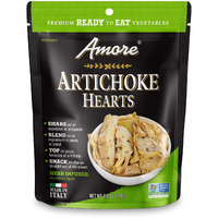 Amore Artichoke Hearts Vegan - Non Gmo Certified Ready-To-Eat Herb Infused Vegetables In Resealable Bags, 4.4 Ounce (Pack Of 10)