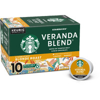 Starbucks K-Cup Coffee Pods, Starbucks Blonde Roast Coffee, Veranda Blend, 100% Arabica, 1 Box (10 Pods)