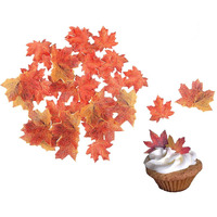 Georld Set Of 36 Edible Fall Leaves Gold Leaf Cake Decorations, Party Cupcake Topper