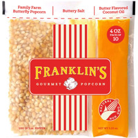 Franklins Gourmet Popcorn All-In-One Popcorn Packs For Popcorn Machine - 4Oz Pack Of 10 - Made In Usa - Packs Of Popcorn Bags With Buttery Salt & Oil