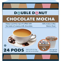 Double Donut Chocolate Mocha Coffee Pods, Single Serve Mocha Pods For Keurig K Cup Brewers, Rich, Creamy Coffee Pods Mocha For Chocolate Coffee Lovers, 24 Count