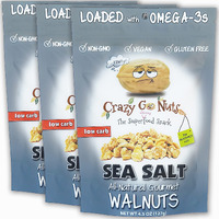 Crazy Go Nuts Walnuts - Plain With Sea Salt, 4.5 Oz (3-Pack) - Healthy Snacks, Vegan, Low Carb, Gluten Free, Superfood - Natural, Non-Gmo, Ala, Omega 3 Fatty Acids, Good Fats, And Antioxidants