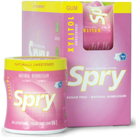 Spry Fresh Natural Xylitol Stronger Longer Chewing Gum Dental Defense System Aspartame-Free Sugar Free Gum (Bubble Gum, 55 Count - Pack Of 6)