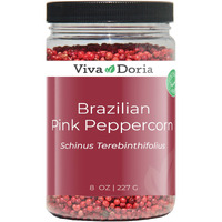 Viva Doria Brazilian Pink Peppercorns, Steam Sterilized Whole Pink Pepper, 8 Oz