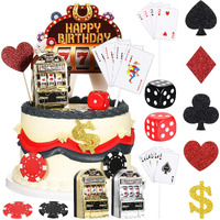 21 Pieces Casino Cake Decorations Set Includes Mini Slot Toy Machine Poker Cake Topper Casino Cupcake Toppers Casino Happy Birthday Cake Topper Poker Chips Dices For Las Vegas Scene Theme Parties