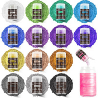 Aheroi Edible Glitter Set Of 15, Food Grade Edible Powder Ocktail Glitter Shimmering Glitter For Drinks, Luster Dust Sprinkles Powder Glitter For Fondant Cake Decorating(4G/0.14Oz)