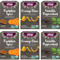 Yogi Tea Holiday Tea Variety Pack - 16 Tea Bags Per Pack (6 Packs) - Holiday Tea Sampler - Includes 2 Vanilla Peppermint Teas, 2 Orange Clove Teas & 2 Pumpkin Spice Teas - Seasonal Tea Sampler Set