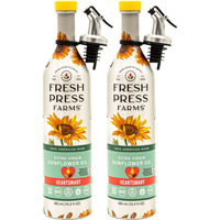 Fresh Press Farms Cold Pressed Extra Virgin Sunflower Oil, 16.4 Fl Oz (Pack Of 2), High Oleic, Georgia Grown, 100% American Made, Unrefined, Certified Whole30, Non-Gmo, Keto, Paleo, Gluten Free, Packaging May Vary