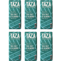Taza Chocolate Organic Amaze Bar 80% Stone Ground, Sea Salt Almond, 2.5 Ounce (6 Count), Vegan