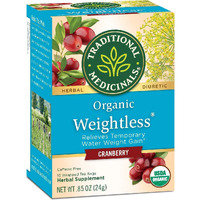 Traditional Medicinals Organic Weightless Cranberry Herbal Tea, Relieves Temporary Water Weight Gain, (Pack Of 1) - 16 Tea Bags
