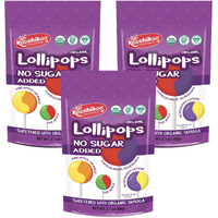Koochikoo Organic & Sugar Free Lollipops Pouch, Assorted Fruit Flavors, No Sugar Added, Gluten Free & Vegan (10 Count (Pack Of 3))