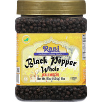 Rani Black Pepper Whole (Peppercorns), Premium Mg-1 Grade 16Oz (1Lb) 454G Bulk Pet Jar ~ All Natural | Gluten Friendly | Non-Gmo | Kosher | Product Of Vietnam | Perfect Size For Grinders!
