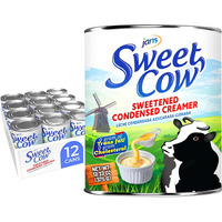 Jans Sweet Cow Condensed Milk (13.23 Oz, Pack Of 12) Sweetened Condensed Milk Canned Creamer For Baking, Leche Condensada