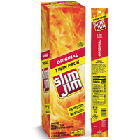 Slim Jim Twin Pack Snack-Sized Smoked Meat Stick, Original Flavor, 1.94 Oz. 24-Count