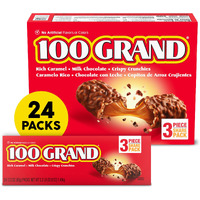 100 Grand Crispy Milk Chocolate With Caramel, Share Size Individually Wrapped Candy Bars, 2.2 Oz Each, Bulk 24 Count Box