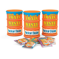 Toxic Waste - Nuclear Fusion - Dual Flavored, Hazardously Sour Candies - 5 Assorted Flavor Combinations - 1.48 Oz Drums, Pack Of 3