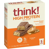 Think! Protein Bars, High Protein Snacks, Gluten Free, Kosher Friendly, Creamy Peanut Butter, Nutrition Bars, 2.1 Oz Per Bar, 30 Count (Packaging May Vary)