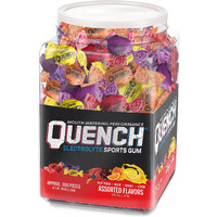 Quench Gum Variety Tub, Electrolytes Chewing Gum For Athletes And Sports Trainers, New Assorted Fruity Flavors, 300 Pieces
