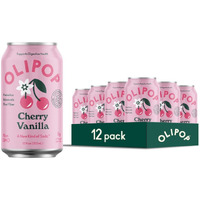 Olipop Prebiotic Soda Pop, Cherry Vanilla, A New Kind Of Soda Packed With Prebiotics, Fiber, And Botanicals, Gluten Free, Vegan, Gmo Free, 12Oz (12-Cans)