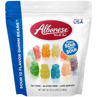 Albanese World's Best Sour 12 Flavor Gummi Bears, 32Oz Bag Of Candy