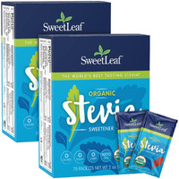 Sweetleaf Organic Stevia Packets - Zero Calorie Stevia Powder, No Bitter Aftertaste, Sugar Substitute For Keto Coffee, Nothing Artificial, Non-Gmo Stevia Sweetener Packets, 70 Count (Pack Of 2)