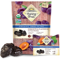 Sunny Fruit Soft Organic Prunes - 1 Bag (5 Individual Portion Packs) | Healthy, Convenient Dried Plums Snack Packs | Organic, Non-Gmo, Vegan, Halal, Kosher, No Preservatives, No Sugar Added