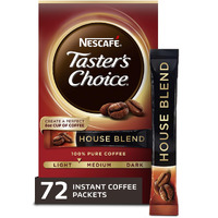 Nescafe Taster's Choice, House Blend Light Medium Roast Instant Coffee, 12 Boxes (72 Packets)