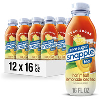 Snapple Zero Sugar Half 'N Half Tea, 16 Fl Oz Recycled Plastic Bottle, Pack Of 12