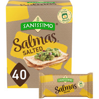 Sanissimo Salmas Salted, 40 Packs Of 3 Crackers, Oven Baked Corn Crackers, Gluten Free, Non Gmo, Kosher Certified