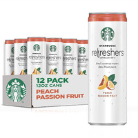 Starbucks, Refreshers With Cocounut Water, Peach Passion Fruit, 12 Fl Oz. Cans (12 Pack) (Packaging May Vary)
