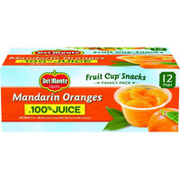 Del Monte Mandarin Orange In 100% Juice Snack Cups, 4-Ounce Cups (Pack Of 12)
